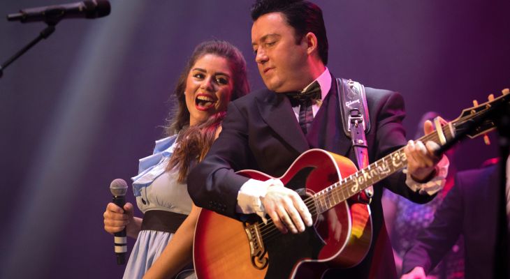 Clive John as Johnny Cash and Emily Heighway as June Carter